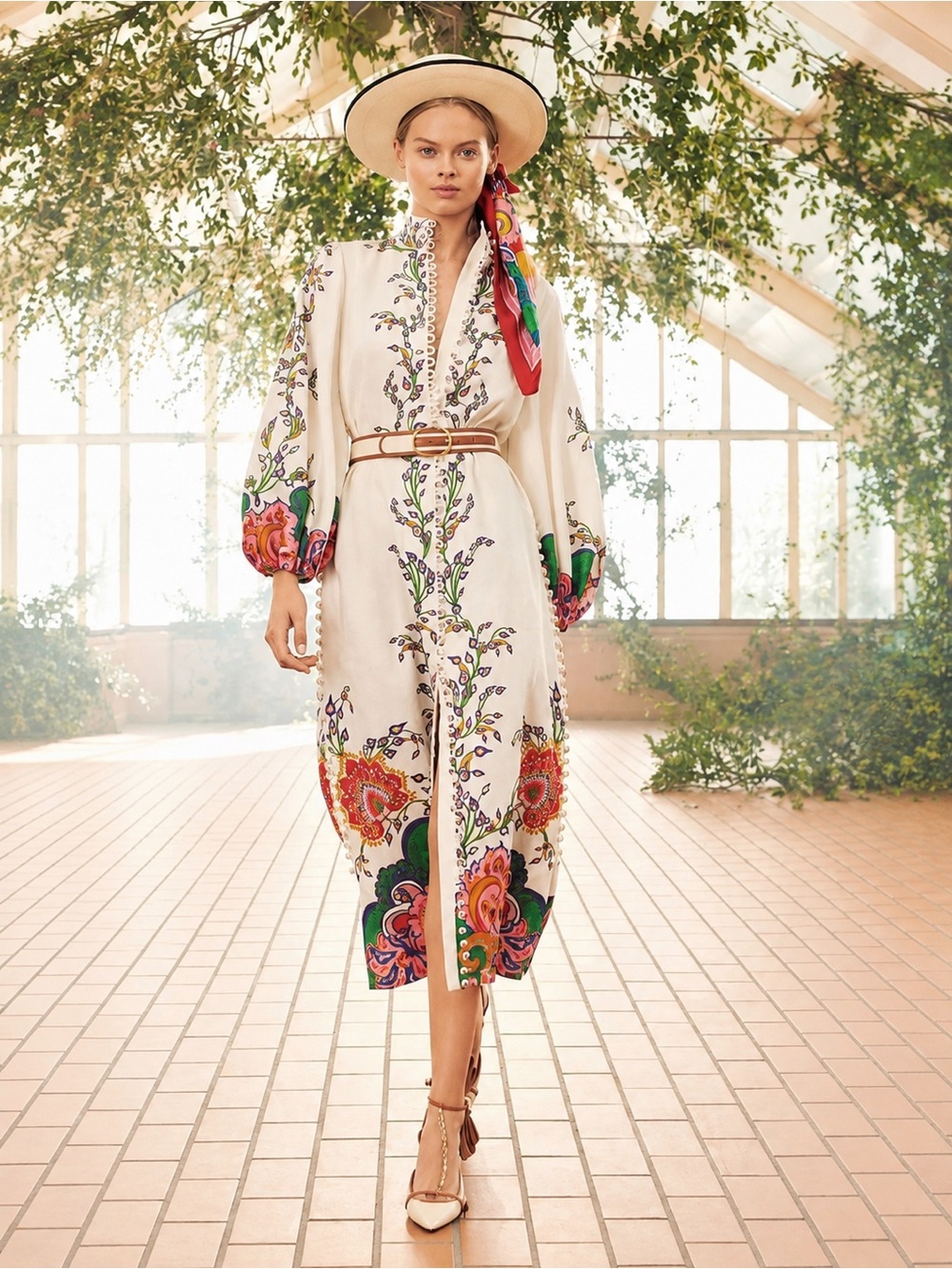 ZIMMERMANN Lovestruck Buttoned Midi Dress – Resort 2021 Runway Look 19 - Size 0